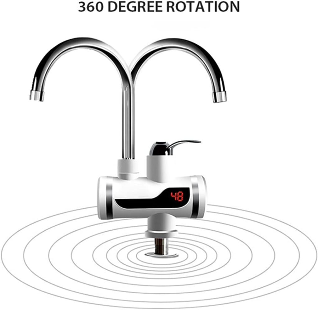 110V Hot Water Heater Faucet Instant Tankless Water Heater Electric Kitchen Bathroom Fast Heating Tap Water Faucet with LED Digital Display (Under Inflow)