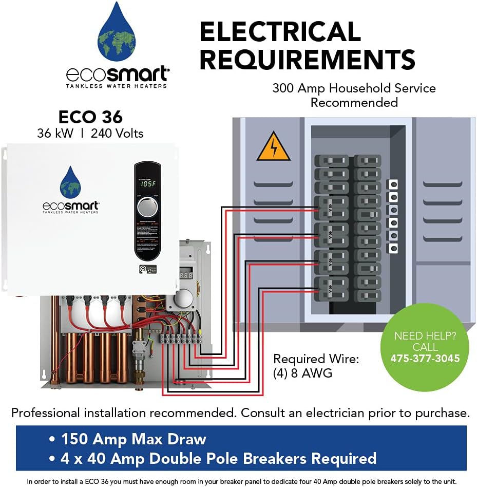 Ecosmart ECO 36 36kw 240V Electric Tankless Water Heater
