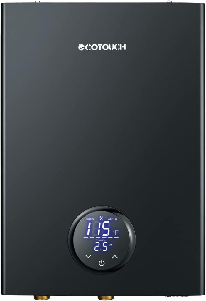 Electric Tankless ECOTOUCH 18kW on Demand Instant Hot Water Heater 240V, Self-Modulation Point of Use Hot Water Heater Whole House ECO180B Black