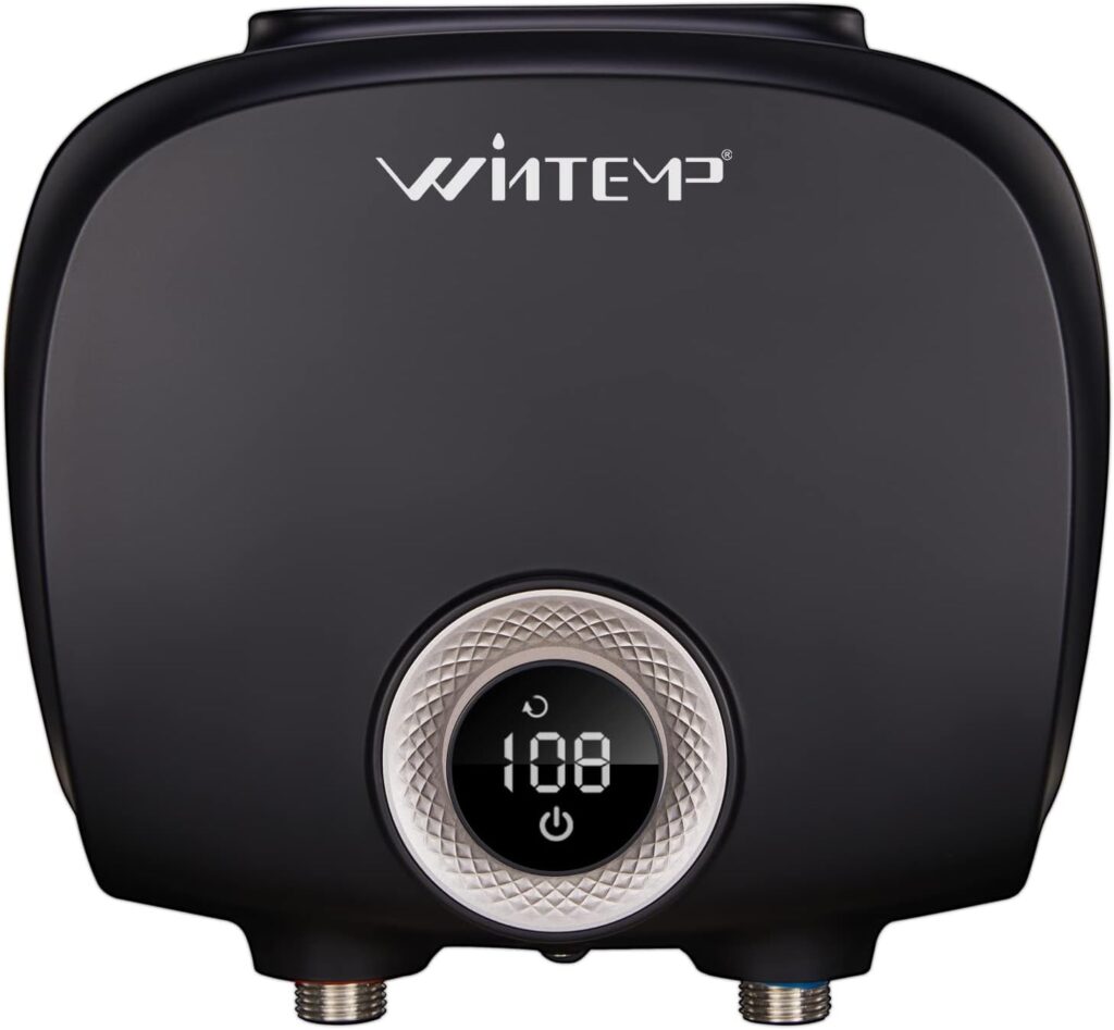 WINTEMP Tankless Water Heater Electric 3.5KW 120V,Designed to Provide Hot Water on Demand Without the Need for a Storage Tank, Use a Self-Adjusting Rotatable Digital Display KGU135 Black
