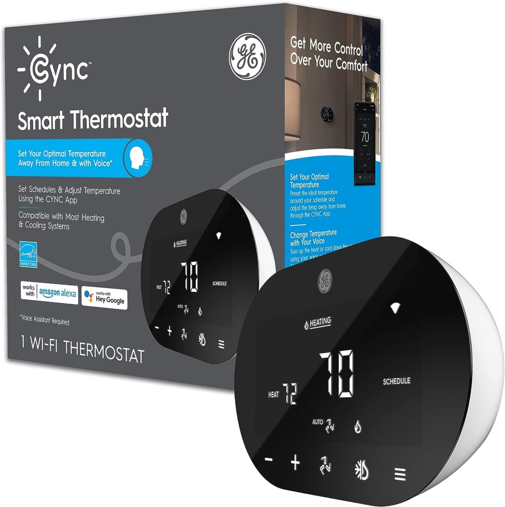 GE Lighting CYNC Smart Thermostat, ENERGY STAR Certified, Programmable Wi-Fi Thermostat, Works with Alexa and Google Home