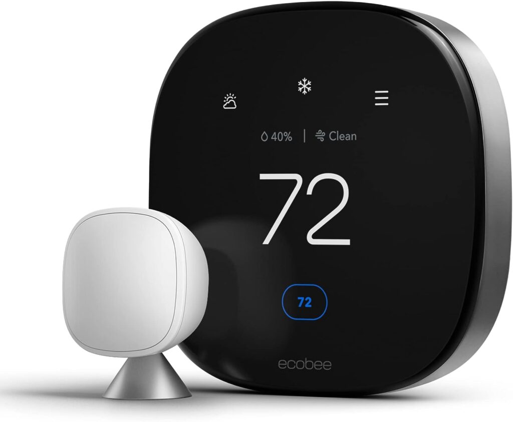 New ecobee Smart Thermostat Premium with Smart Sensor and Air Quality Monitor - Programmable Wifi Thermostat - Works with Siri, Alexa, Google Assistant