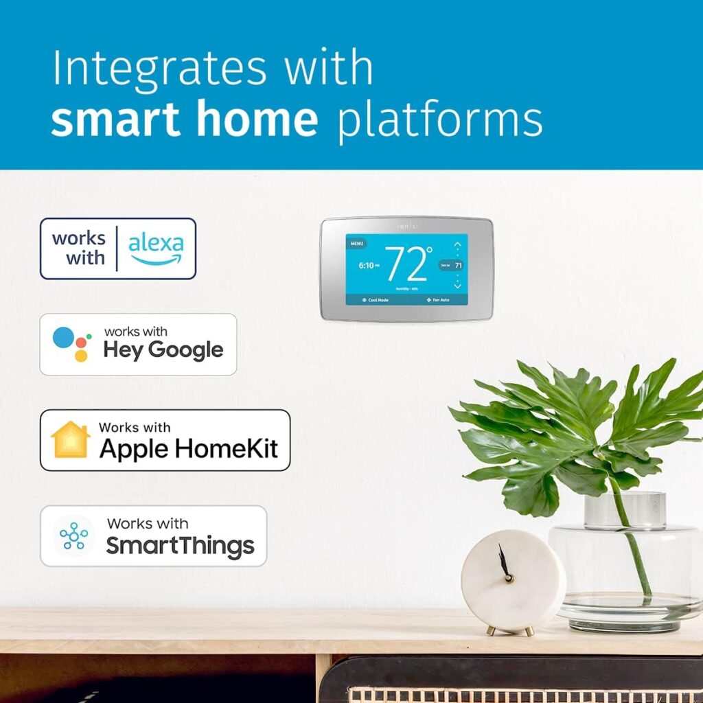 Sensi Touch Smart Thermostat by Emerson with Touchscreen Color Display, Programmable, Wi-Fi, Mobile App, Easy DIY, Data Privacy, Works with Alexa, Energy Star Certified, ST75S-Silver, C-Wire Required